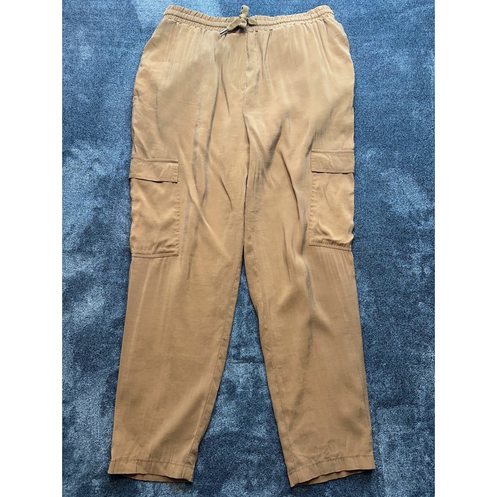 Woolworths Brown Cargo Pants Elastic Waist Rayon Blend Utility Pants Medium-227